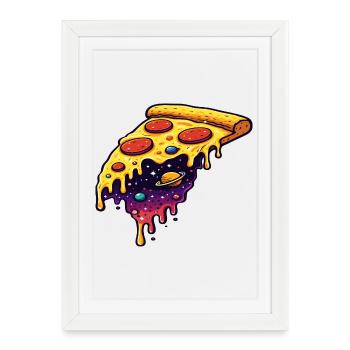 Tranche pizza cosmique - Affiche encadrée (27 × 37 cm) - blanc - Devant