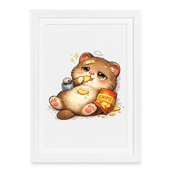 Cookie-loving cat - Framed poster (27 × 37 cm) - white - Front