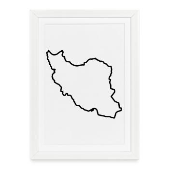 Silhouette de la carte de l’Iran Perse - Affiche encadrée (27 × 37 cm) - blanc - Devant