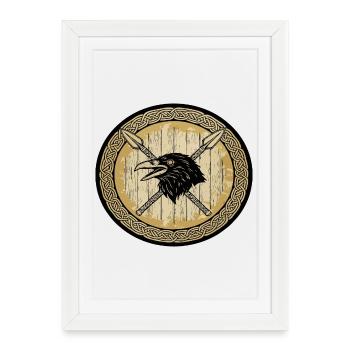 Viking Viking Legend Sailor Odin Raven Fighter - Framed poster (27 × 37 cm) - white - Front