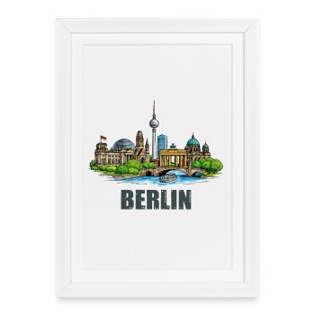 Skyline de Berlin - Affiche encadrée (27 × 37 cm) - blanc - Devant