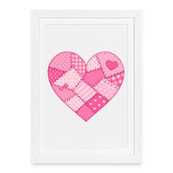 Patchwork Heart in Pink Quilt - Framed poster (27 × 37 cm) - white - Front