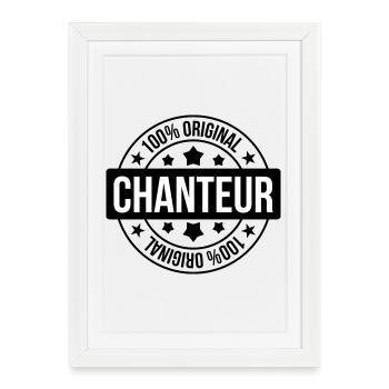 Chanteur – musique scène passion voix performance  - Affiche encadrée (27 × 37 cm) - blanc - Devant
