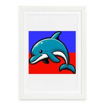 dauphin - Affiche encadrée (27 × 37 cm) - blanc - Devant
