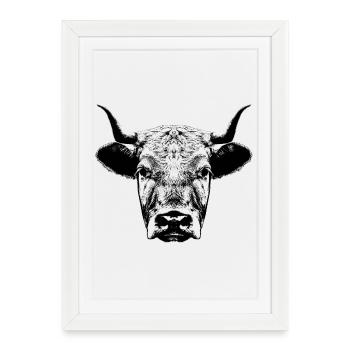 Vache / Tête - Affiche encadrée (27 × 37 cm) - blanc - Devant