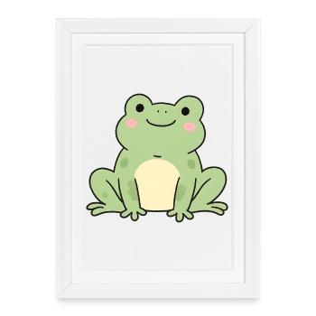 Graphique délicat de grenouille Kawaii - Affiche encadrée (27 × 37 cm) - blanc - Devant