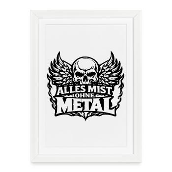 All crap without metal – skull with wings - Framed poster (27 × 37 cm) - white - Front