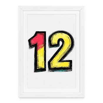 12 Nombre coloré - Affiche encadrée (27 × 37 cm) - blanc - Devant