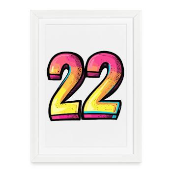 22 Nombre Coloré - Affiche encadrée (27 × 37 cm) - blanc - Devant