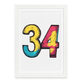 34 Number Colorful - Framed poster (27 × 37 cm) - white - Front