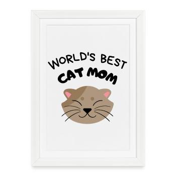 Meilleure maman de chat du monde - Affiche encadrée (27 × 37 cm) - blanc - Devant