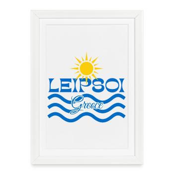 Leipsoi Greece Sun Sea Waves - Framed poster (27 × 37 cm) - white - Front