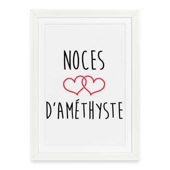 Noces d’améthyste 48 ans de mariage - Affiche encadrée (27 × 37 cm) - blanc - Devant