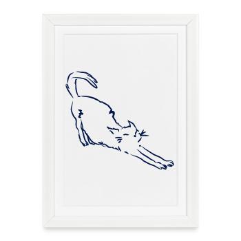 Cat stretches - Framed poster (27 × 37 cm) - white - Front