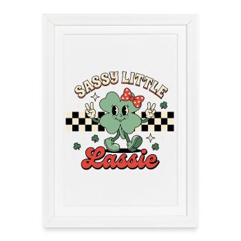 Sassy Little Lassie St Patricks Day Saint Pattys - Framed poster (27 × 37 cm) - white - Front