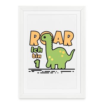 1st Birthday Dinosaur - Framed poster (27 × 37 cm) - white - Front