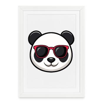 Panda Lunettes Rouges - Affiche encadrée (27 × 37 cm) - blanc - Devant