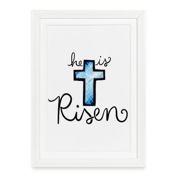 Azure Cross Brushstroke - Framed poster (27 × 37 cm) - white - Front