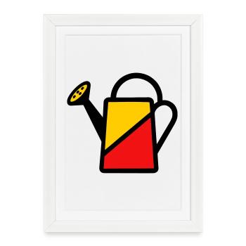 Arrosoir Bicolore Outil Jardinier Potager - Affiche encadrée (27 × 37 cm) - blanc - Devant