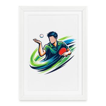 Table Tennis Serve Shirt Ping Pong Player - Framed poster (27 × 37 cm) - white - Front