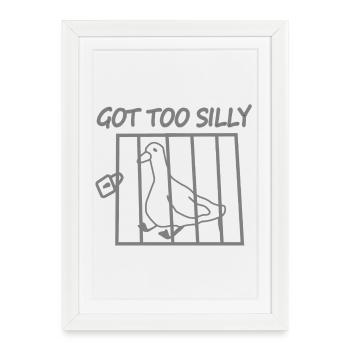 Pigeon trop bête dans la cage - Affiche encadrée (27 × 37 cm) - blanc - Devant
