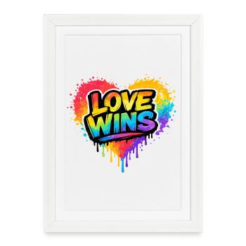L’amour gagne la déclaration arc-en-ciel pour la fierté - Affiche encadrée (27 × 37 cm) - blanc - Devant