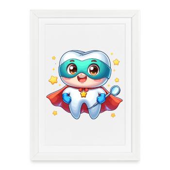 Super-héros dentaire Dentiste Héros Héros dentaire - Affiche encadrée (27 × 37 cm) - blanc - Devant