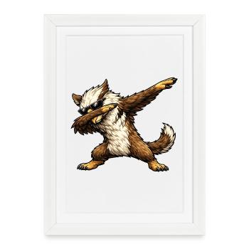 Griffon en train de tapoter - Affiche encadrée (27 × 37 cm) - blanc - Devant