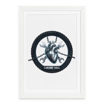 Motorcycle Biker Love Motor Skull Heart Rocker - Framed poster (27 × 37 cm) - white - Front