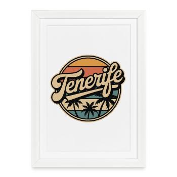 Tenerife Retro Sunset Design - Affiche encadrée (27 × 37 cm) - blanc - Devant