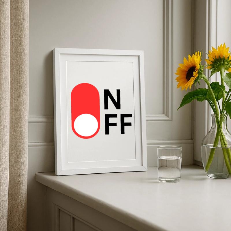 ON / OFF Modus Gerahmtes Poster (27 × 37 cm)