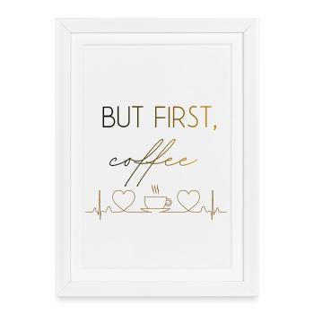Mais le premier café battement de cœur - Affiche encadrée (27 × 37 cm) - blanc - Devant