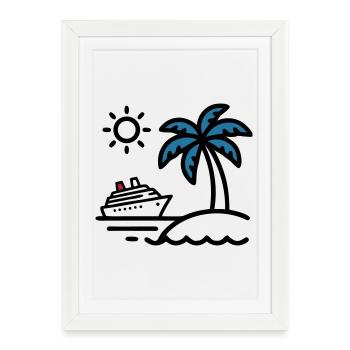 Vacances de Palm à Cruise Island - Affiche encadrée (27 × 37 cm) - blanc - Devant