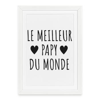 Meilleur Papy Monde - Affiche encadrée (27 × 37 cm) - blanc - Devant