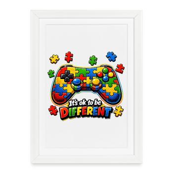 Autism Gamer Video Game Controller - Framed poster (27 × 37 cm) - white - Front