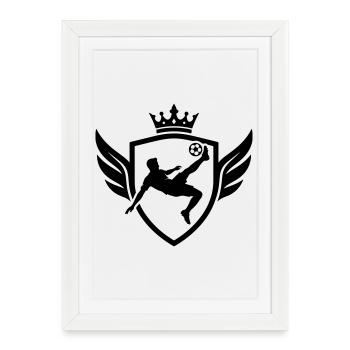 Blason du footballeur à coup de pied aérien - Affiche encadrée (27 × 37 cm) - blanc - Devant