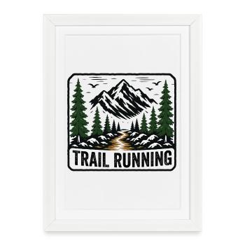 Trail Running Mountain Forest Badge - Framed poster (27 × 37 cm) - white - Front
