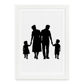 Silhouette familiale Chers enfants Parents Maman Papa - Affiche encadrée (27 × 37 cm) - blanc - Devant