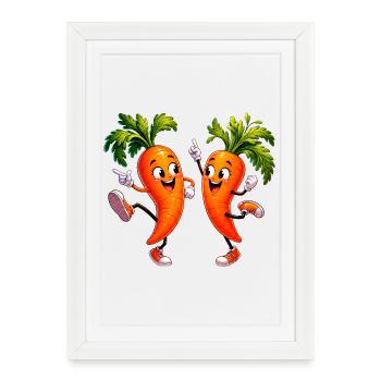 Dancing carrots - Framed poster (27 × 37 cm) - white - Front