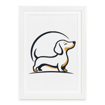 Dachshund line art in sunlight - Framed poster (27 × 37 cm) - white - Front