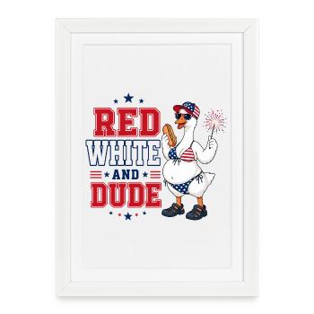 Oie Américaine 4 Juillet | Humour Red White And Du - Affiche encadrée (27 × 37 cm) - blanc - Devant