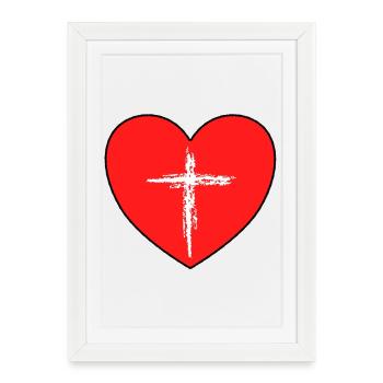 Heart Cross Design - Framed poster (27 × 37 cm) - white - Front