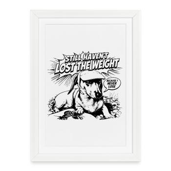 Design vintage drôle de teckel avec un dicton humoristique - Affiche encadrée (27 × 37 cm) - blanc - Devant