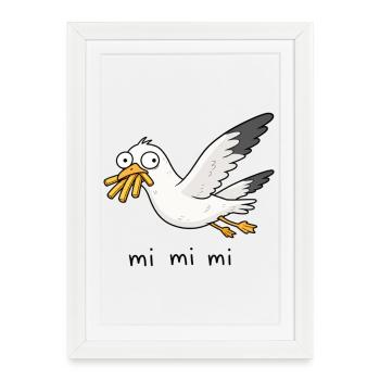 Mi Mi Mi Mouette - Affiche encadrée (27 × 37 cm) - blanc - Devant