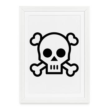 tête de mort pirate - Affiche encadrée (27 × 37 cm) - blanc - Devant