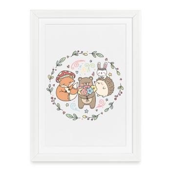 Forest Animals Wreath - Framed poster (27 × 37 cm) - white - Front