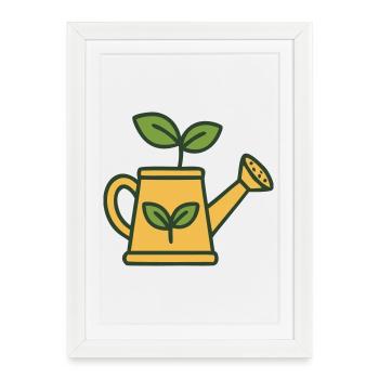 Watering Can Plant Logo - Framed poster (27 × 37 cm) - white - Front