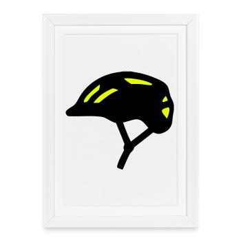 Silhouette du casque de vélo - Affiche encadrée (27 × 37 cm) - blanc - Devant