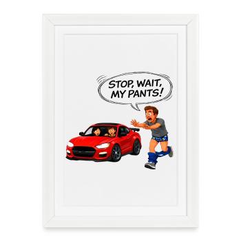 S’échapper avec une voiture rouge - Affiche encadrée (27 × 37 cm) - blanc - Devant