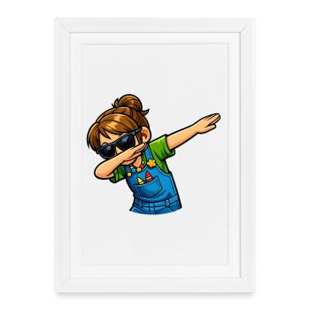 Enseignante de maternelle en dabing - Affiche encadrée (27 × 37 cm) - blanc - Devant